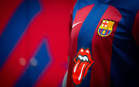 "Close-up of Barcelona jersey with club logo prominently displayed"