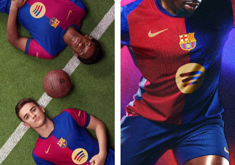 Barcelona 24/25 Home Kit with blue and garnet stripes