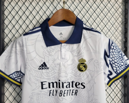 Full front view of the iconic Real Madrid Dragon Jersey featuring the dragon and phoenix design