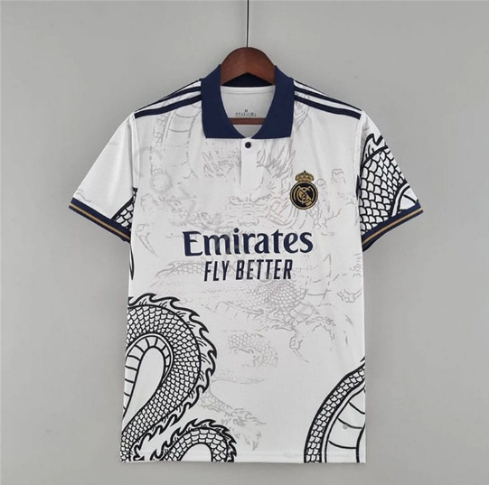 Full front view of the iconic Real Madrid Dragon Jersey featuring the dragon and phoenix design